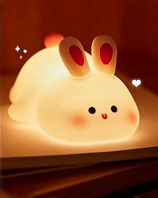 Big Face Rabbit Night Light | Soft Silicone LED Lamp for Kids & Bedroom Decor