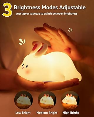 Big Face Rabbit Night Light | Soft Silicone LED Lamp for Kids & Bedroom Decor