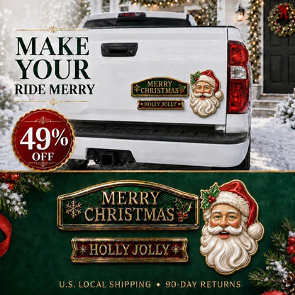 🔥 3-Piece Christmas Car Emblem Metal Badge Set – Multiple Festive Character Styles Available - 🎅 Santa Ride