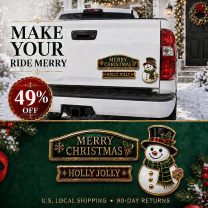 🔥 3-Piece Christmas Car Emblem Metal Badge Set – Multiple Festive Character Styles Available - 🎅 Santa Ride
