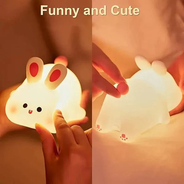 Big Face Rabbit Night Light | Soft Silicone LED Lamp for Kids & Bedroom Decor
