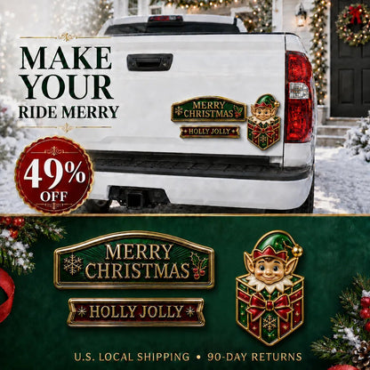 🔥 3-Piece Christmas Car Emblem Metal Badge Set – Multiple Festive Character Styles Available - 🎅 Santa Ride