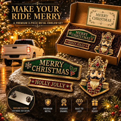 🔥 3-Piece Christmas Car Emblem Metal Badge Set – Multiple Festive Character Styles Available - 🎅 Santa Ride