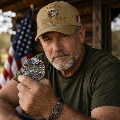 🔥Today Limited Edition🔥| DD-214 Veteran Honor 3-Piece Gift Set – Embroidered Cap, Coin & Bracelet