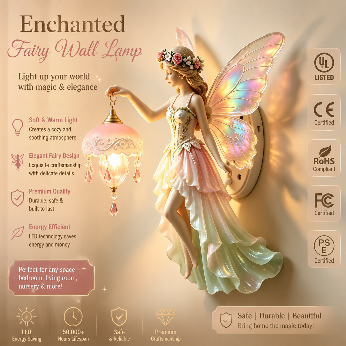 🔥Bring Fairy Magic Home ✨ Beautiful Fairy Wall Lamp Creates a Warm, Dreamy Glow for Your Little One’s Room