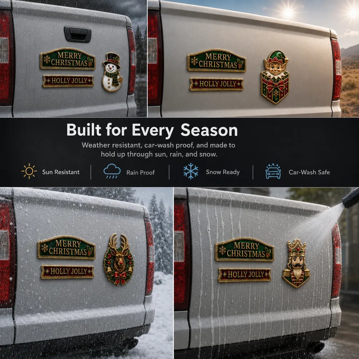 🔥 3-Piece Christmas Car Emblem Metal Badge Set – Multiple Festive Character Styles Available - 🎅 Santa Ride