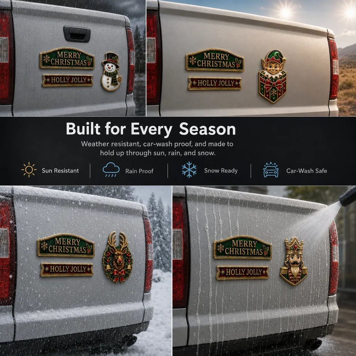 🔥 3-Piece Christmas Car Emblem Metal Badge Set – Multiple Festive Character Styles Available - 🎅 Santa Ride