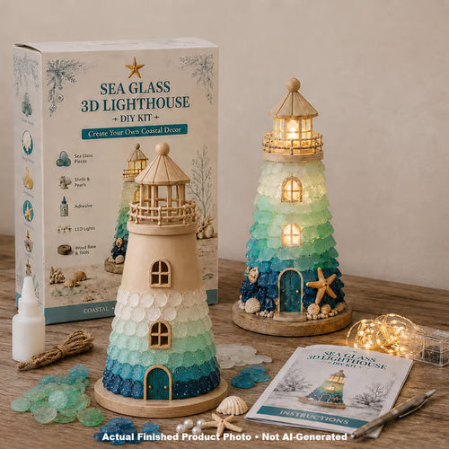 💥 LAST DAY 49% OFF - 💙 DIY Sea Glass Lighthouse Kit – Light-Up Coastal Craft & Handmade Home Decor