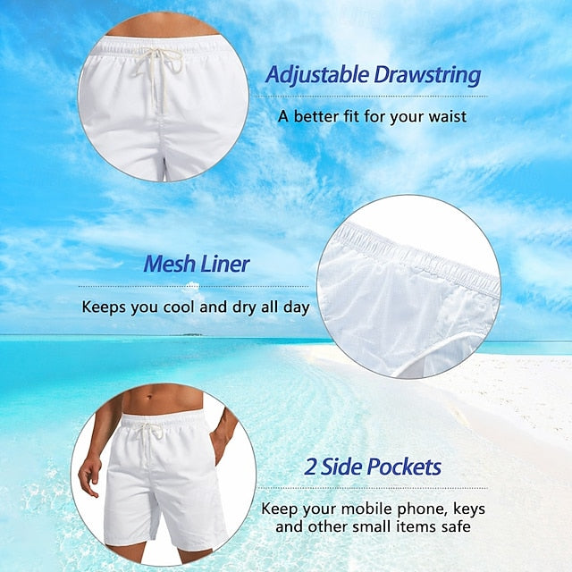 Men's Cartoon Funny Duck Swim Trunks Swim Shorts Board Shorts Mid Waist Hawaiian Beach Vacation Wear Side Pockets Mesh Lining Elastic Drawstring Waist Designer Clothing Apparel