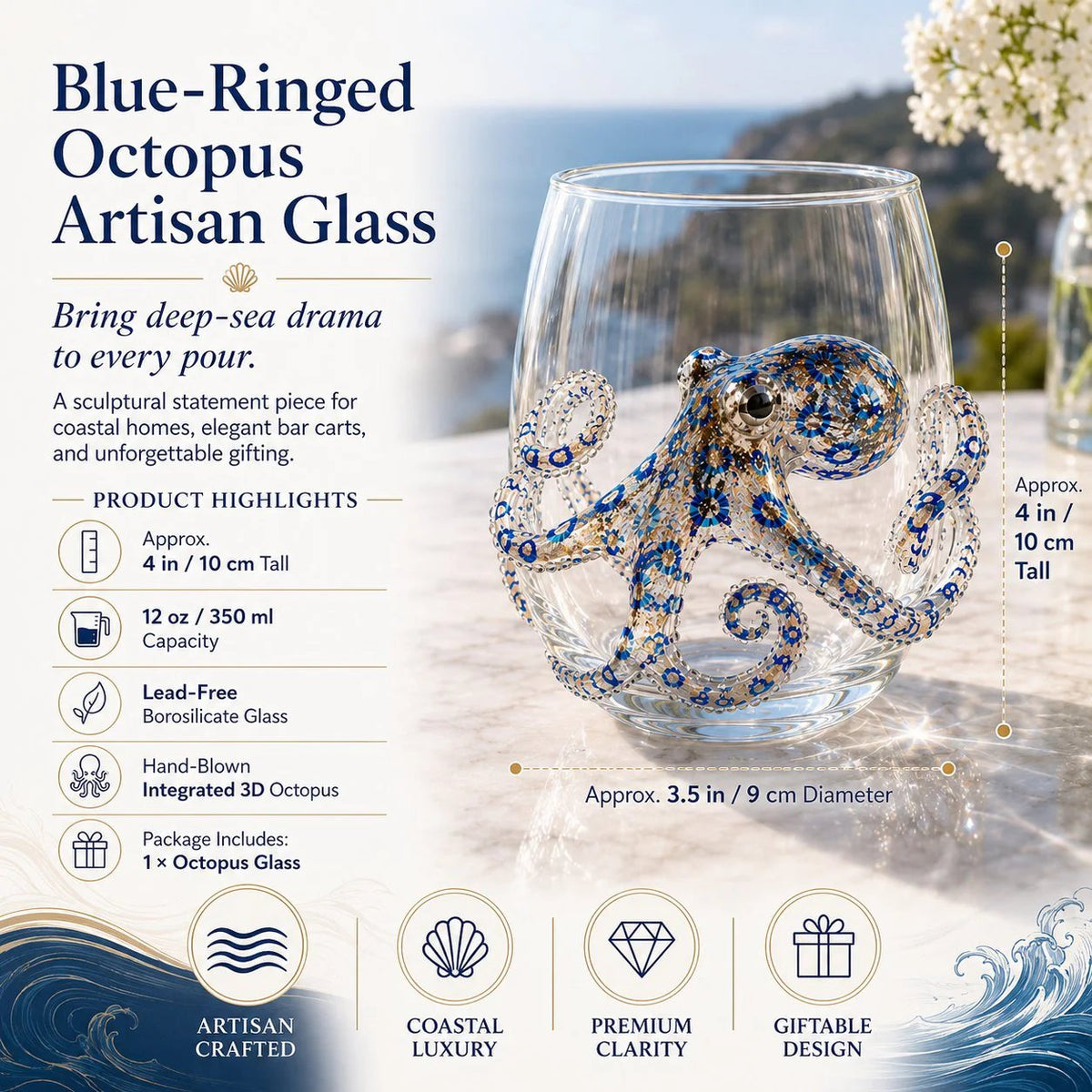 🐙 Last Day 50% OFF🎁 | Bring the Ocean to Every Sip with Stunning 3D Artisan Glassware 🌊