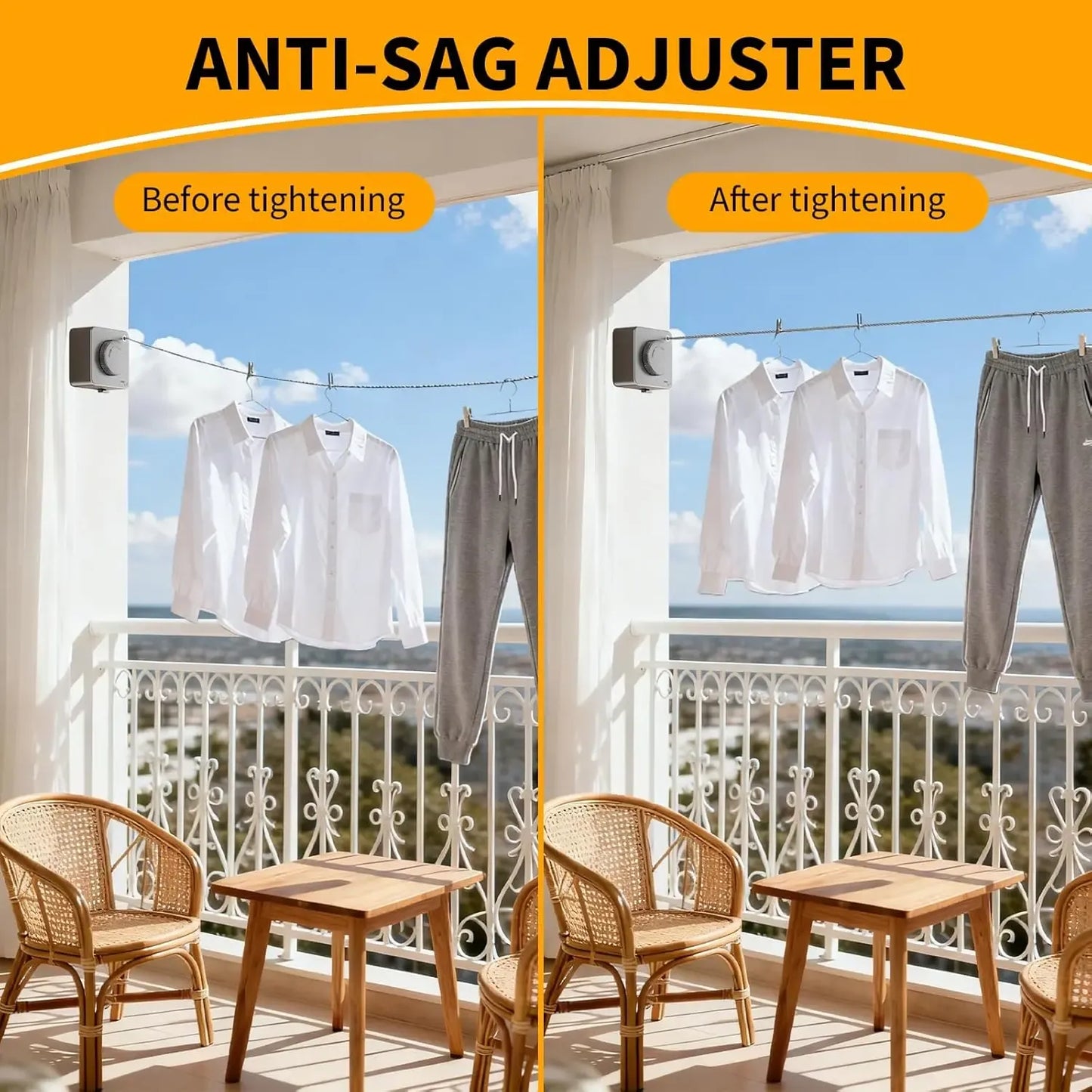 🔥55%OFF TODAY🧺 Retractable Stainless Steel Clothesline – Dry More, Save Space