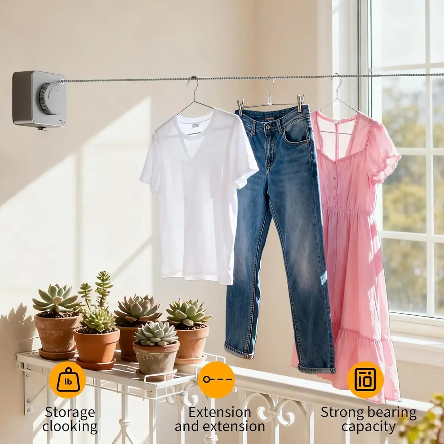 🔥55%OFF TODAY🧺 Retractable Stainless Steel Clothesline – Dry More, Save Space