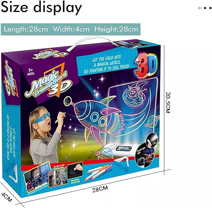 Magic 3D Drawing Board for Kids – Creative Scratch Art Painting Kit with 3D Glasses