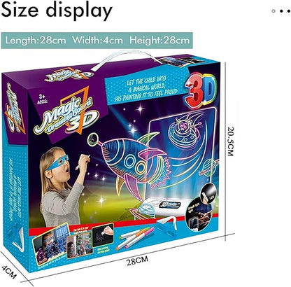 Magic 3D Drawing Board for Kids – Creative Scratch Art Painting Kit with 3D Glasses