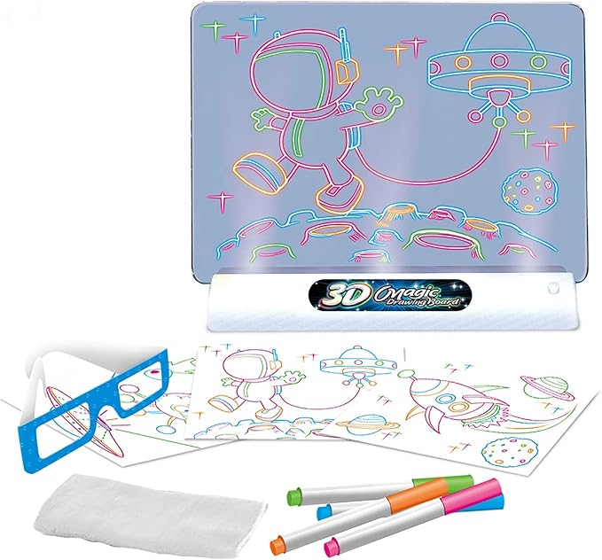 Magic 3D Drawing Board for Kids – Creative Scratch Art Painting Kit with 3D Glasses