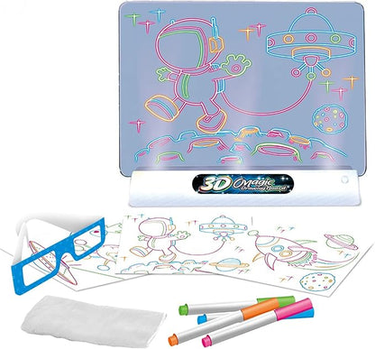 Magic 3D Drawing Board for Kids – Creative Scratch Art Painting Kit with 3D Glasses