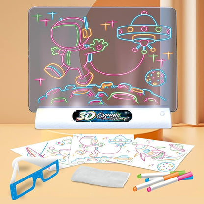Magic 3D Drawing Board for Kids – Creative Scratch Art Painting Kit with 3D Glasses