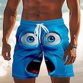 Men's 3D Cartoon Smile Face Swim Trunks Swim Shorts Board Shorts Mid Waist Funny Outdoor Vacation Dailywear Side Pockets Mesh Lining Elastic Drawstring Waist Designer Clothing Apparel