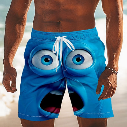 Men's 3D Cartoon Smile Face Swim Trunks Swim Shorts Board Shorts Mid Waist Funny Outdoor Vacation Dailywear Side Pockets Mesh Lining Elastic Drawstring Waist Designer Clothing Apparel