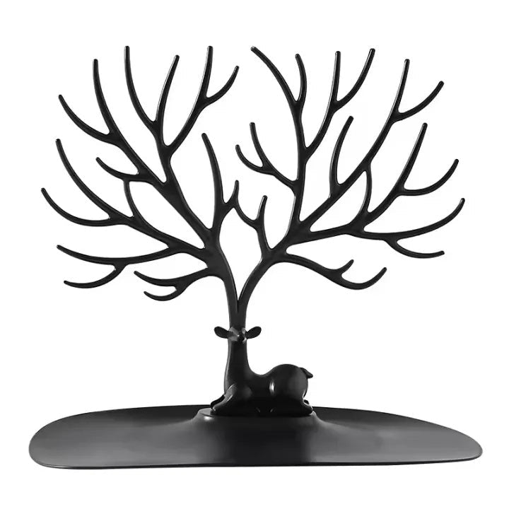 Premium Desktop Jewelry Organizer Stand with Tray – Necklace, Earring & Ring Storage Display Rack