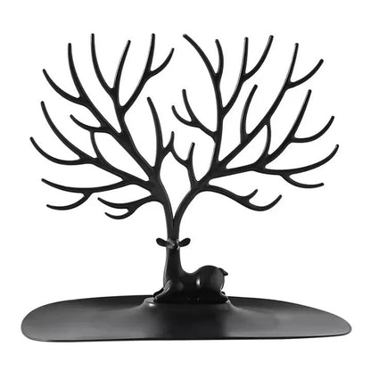 Premium Desktop Jewelry Organizer Stand with Tray – Necklace, Earring & Ring Storage Display Rack