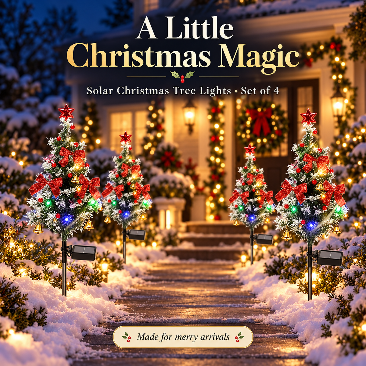 🎄Solar Christmas Tree Lights – Multicolor Outdoor Holiday Path & Garden Decor