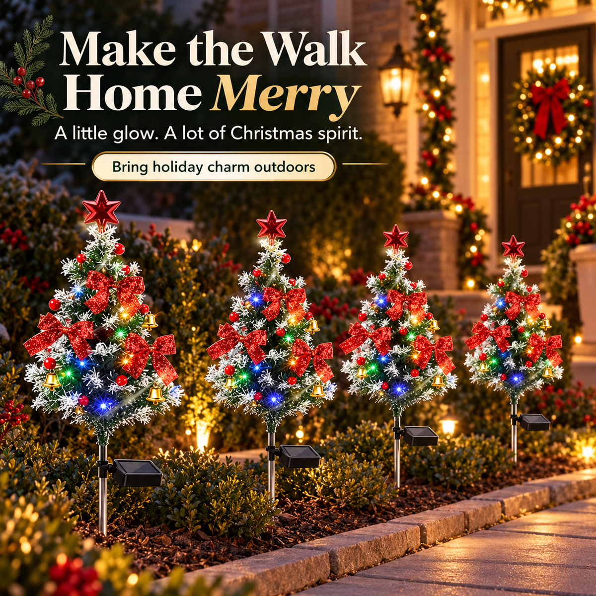 🎄Solar Christmas Tree Lights – Multicolor Outdoor Holiday Path & Garden Decor