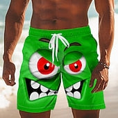 Men's 3D Cartoon Smile Face Swim Trunks Swim Shorts Board Shorts Mid Waist Funny Outdoor Vacation Dailywear Side Pockets Mesh Lining Elastic Drawstring Waist Designer Clothing Apparel