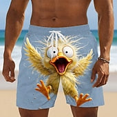 Men's Cartoon Funny Duck Swim Trunks Swim Shorts Board Shorts Mid Waist Hawaiian Beach Vacation Wear Side Pockets Mesh Lining Elastic Drawstring Waist Designer Clothing Apparel